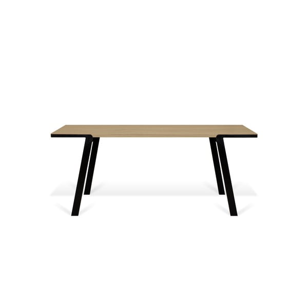 Jídelní stůl s deskou z dubu a černýma nohama TemaHome Drift, 180 x 90 cm