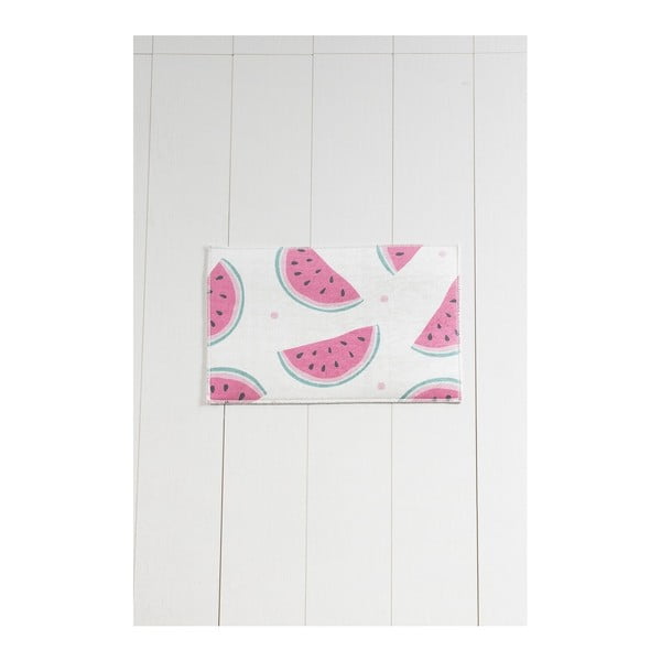 Valge ja roosa vannitoamatt Tropica Arbuus, 60 x 40 cm - Foutastic