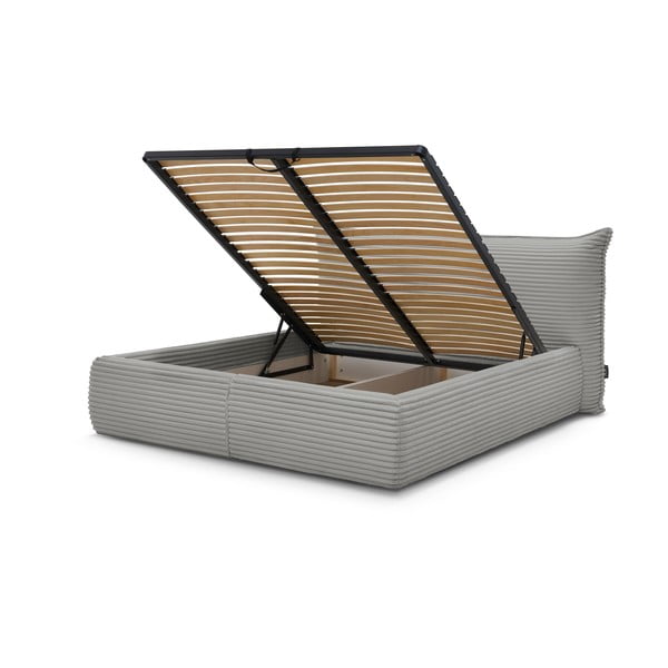 Hall polsterdatud kaheinimesevoodi koos voodipõhja ja panipaigaga 160x200 cm Jade - Bobochic Paris-image-3