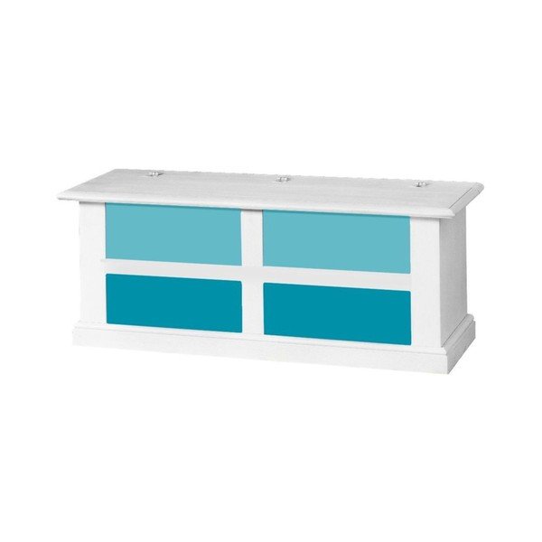 Bílá truhla s modrými zásuvkami Evergreen House Chest