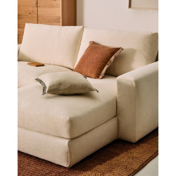 Beež šenillist nurgadiivan (parem nurk) Alea - Kave Home-image-1