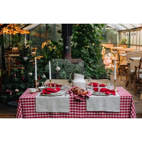 Linane laudlina 140x140 cm Red Gingham - Linen Tales-image-3
