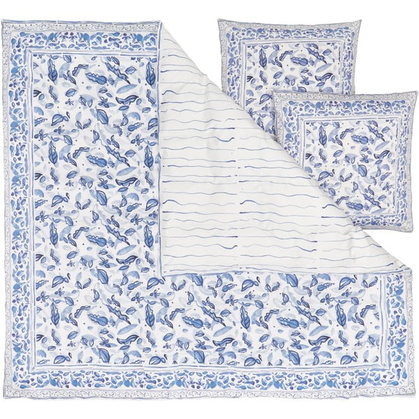 Sinine ja valge puuvillane voodipesu, 200 x 200 cm. - Westwing Collection