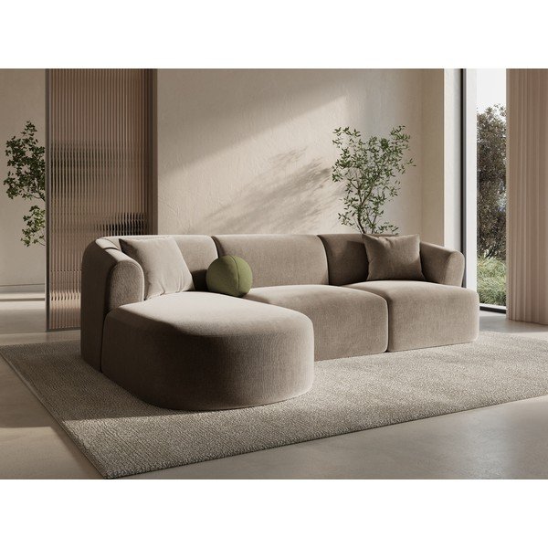 Helepruun sametist nurgadiivan (vasak nurk/diivanvoodiga) Campi - Cosmopolitan Design-image-1