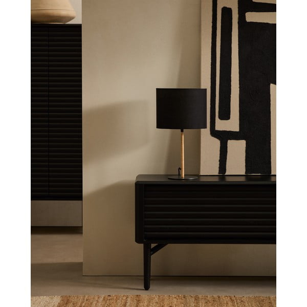 Must lauavalgusti tekstiilist varjuga (kõrgus 45 cm) Pina - Kave Home-image-1