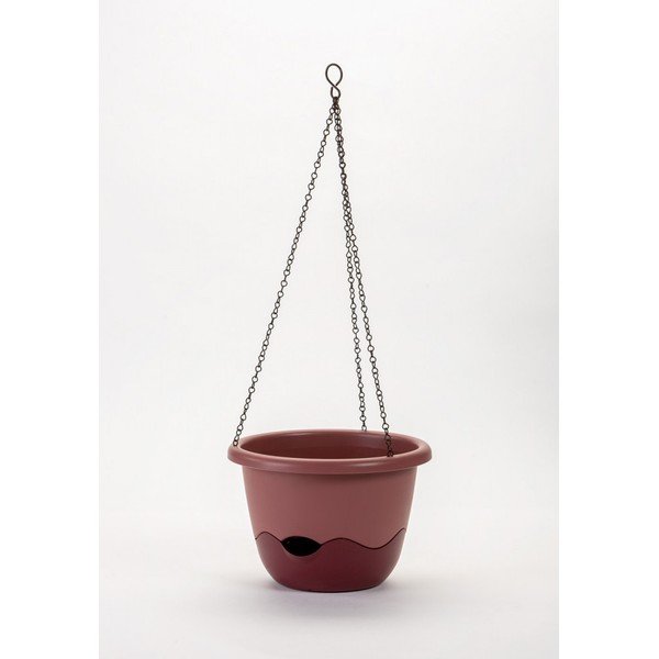Růžový samozavlažovací květináč vhodný k zavěšení Plastia Mareta, délka 30 cm-image-1