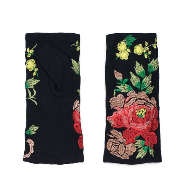 Černé rukavice s detailem květiny Rosemary