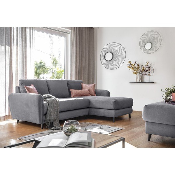 Helehall sametist nurgadiivan koos jalatoega , paremas nurgas Cosy Claire - Miuform-image-4