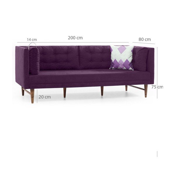 Fialová trojmístná pohovka Balcab Home Eva-image-3