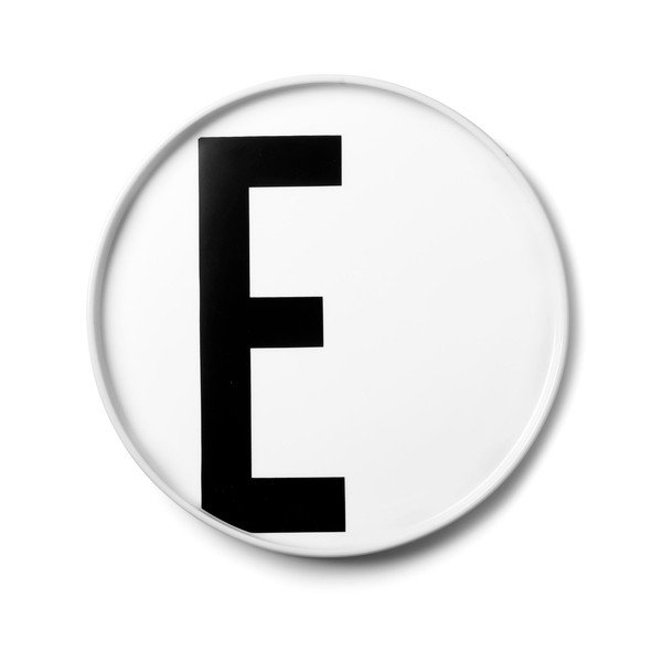 Valge portselanist magustoidutaldrik E, ø 21,5 cm A-Z - Design Letters