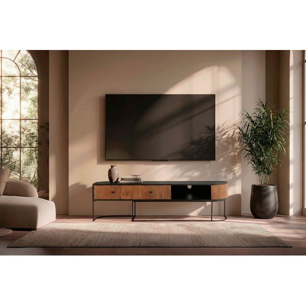 Mangopuust televiisorilaud naturaalses värvitoonis 160x45x40 cm Curve - MOME-image-1