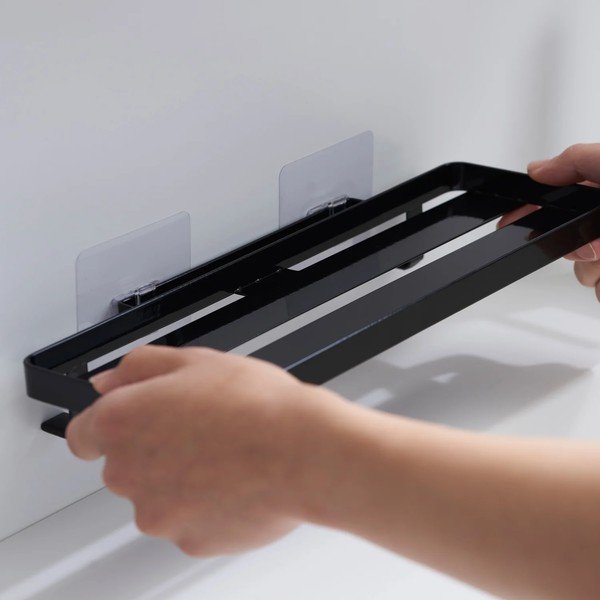 Mattmust terasest vannitoa riiul (ilma puurimiseta) Film Hook - YAMAZAKI-image-4