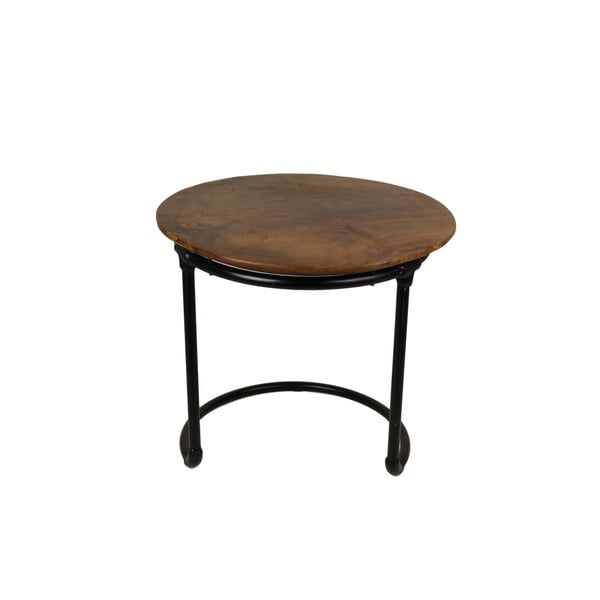 Odkládací stolek z teakového dřeva a kovu HSM collection Kruk