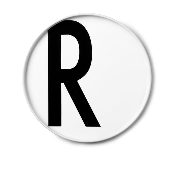 Valge portselanist magustoidutaldrik R, ø 21,5 cm A-Z - Design Letters