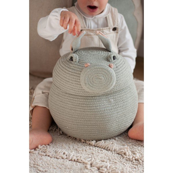 Helehall riidest laste mänguasjakorv ø 25x30 cm Henry the Hippo - Lorena Canals-image-1