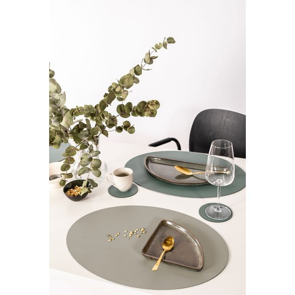 Hall ja beež taaskasutatud nahast taldrik, 33 x 45 cm Titan - ZicZac-image-1