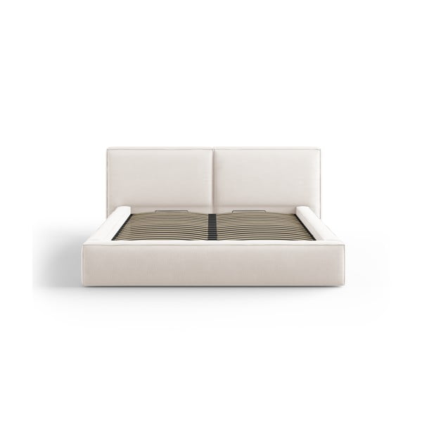 Beež polsterdatud kaheinimesevoodi koos panipaiga ja voodipõhjaga 200x200 cm Arendal - Cosmopolitan Design-image-2