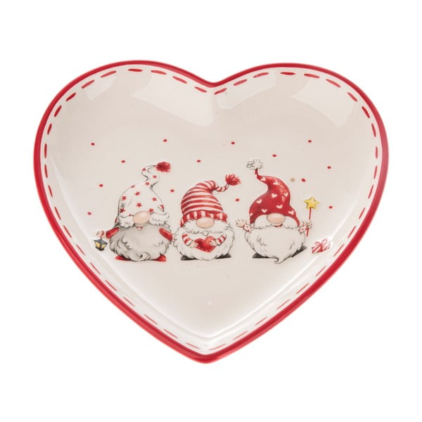 Keramický talíř s vánočním motivem ve tvaru srdce Dakls