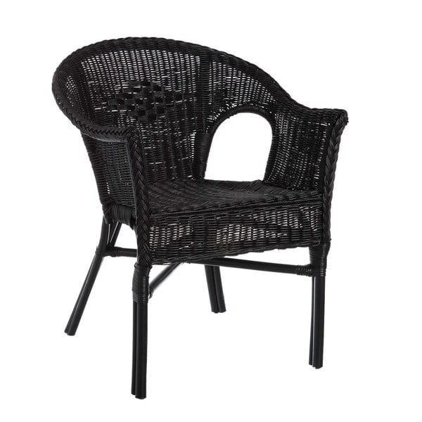 Černá židle z ratanu Tropicho