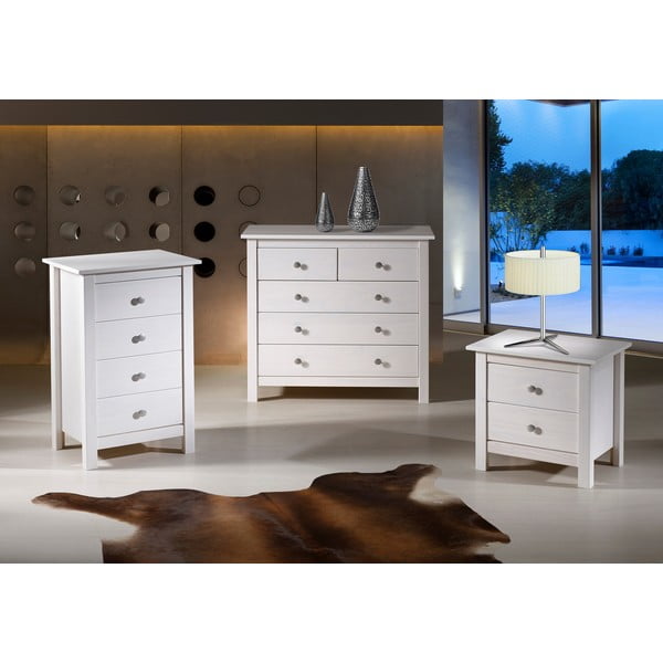 Valge massiivsest männipuidust öökapp 2 sahtliga Berna - Marckeric-image-1