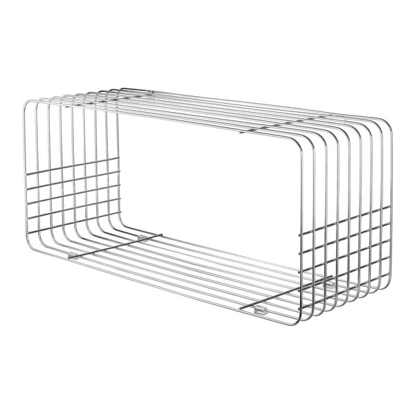 Läikiv hõbedane metallist seinale kinnitatav raamaturiiul 70x30 cm Wire - Mette Ditmer Denmark