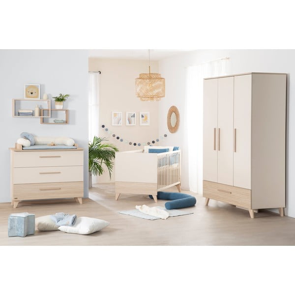 Kreem tammespoonist mähkimisalusega laste kummut 110x98x75 cm Sidney - Roba-image-4