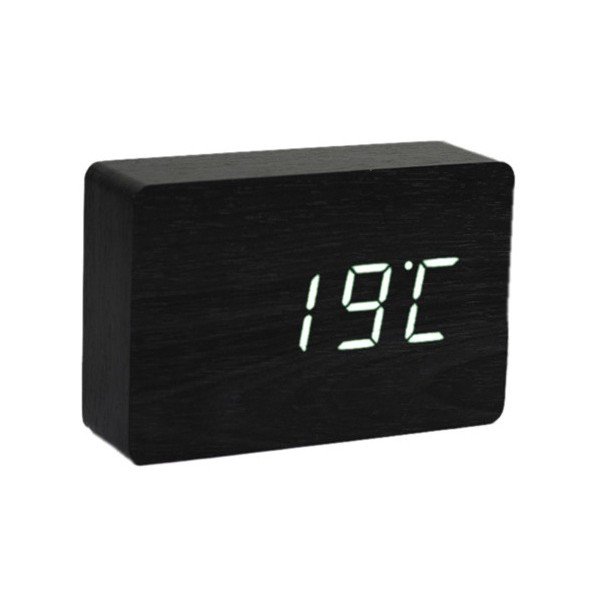Černý budík s bílým LED displejem Gingko Brick Click Clock-image-4