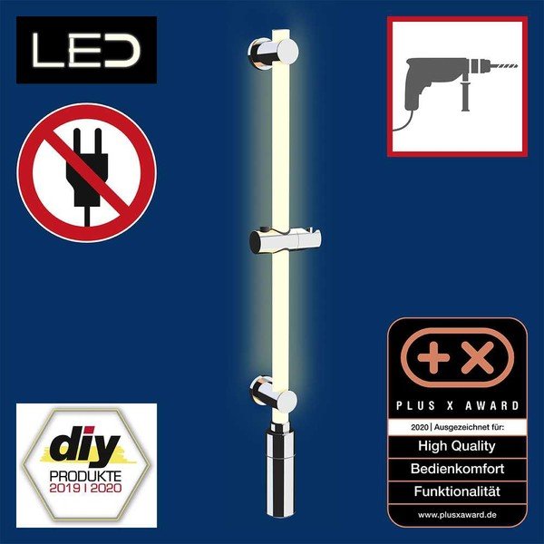 Seinale kinnitatav dušihoidja LED-valgustusega, 74 cm - Wenko-image-1