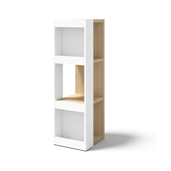 Valge raamaturiiul tammepuust 40x114 cm Ella - TemaHome-image-1