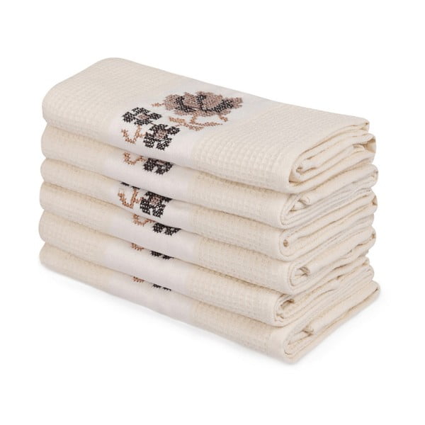 Sada 6 béžových bavlněných ručníků Simplicity, 45 x 70 cm