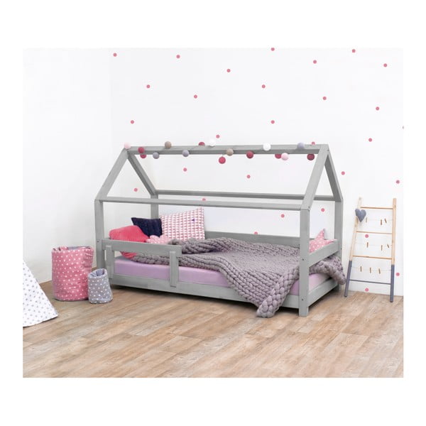 Šedá dětská postel ze smrkového dřeva s bočnicemi Benlemi Tery, 90 x 190 cm
