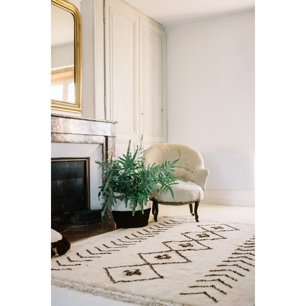 Kreem pestav käsitsi kootud puuvillane vaip 170x240 cm Bereber Rhombs - Lorena Canals-image-1