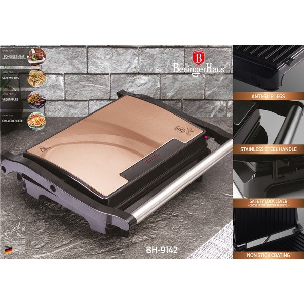 Kontaktgrill Rosegold Metallic Line - BerlingerHaus-image-1