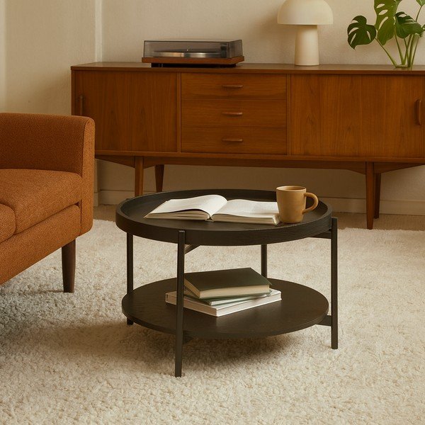 Must tammeimitatsiooniga ümmargune diivanilaud ø 64 cm Hagen - Bonami Essentials-image-4