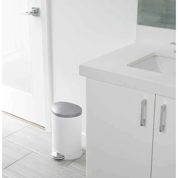 Valge astmeline terasest prügikast 6 l - simplehuman-image-1