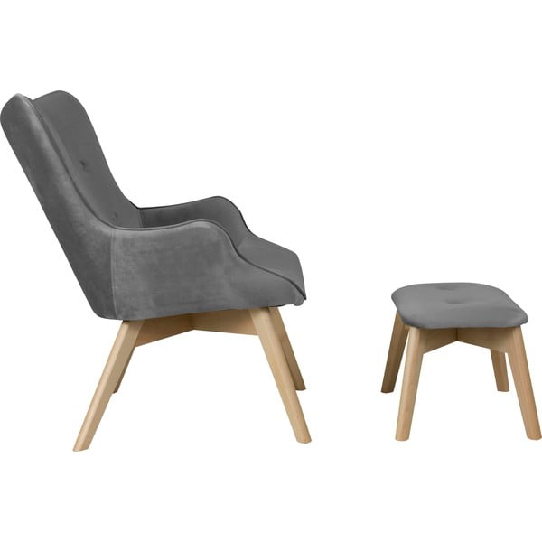 Hall sametist tugitool koos jalatoega Niko - Ropez-image-3