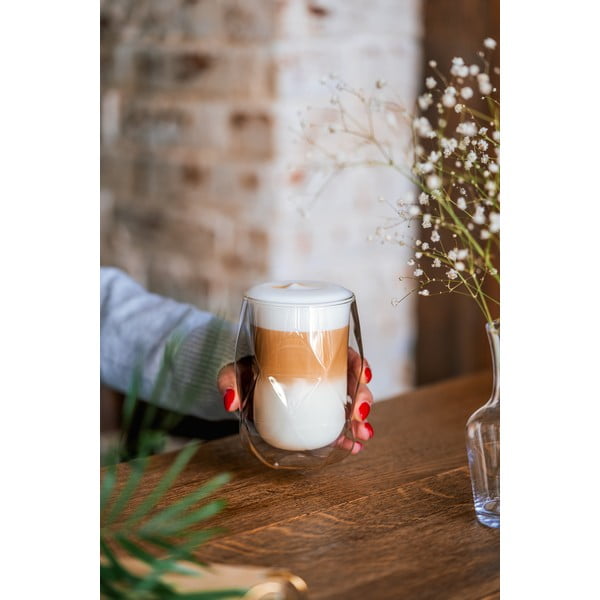 Komplekt 2 topelt seinaga piimaklaasi, 350 ml Geo - Vialli Design-image-3