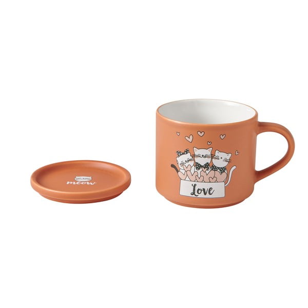 Oranžikas-beežid portselankruusid 2tk komplektis 350 ml Cats - Brandani-image-2