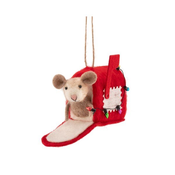 Tekstiiljõuluehe, 13 cm Mouse in Letter Box – Sass & Belle
