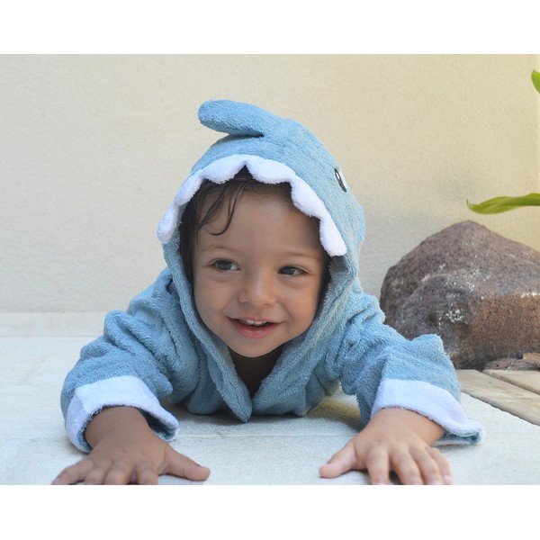 Sinine puuvillane laste hommikumantel, suurus S Shark – Rocket Baby-image-4