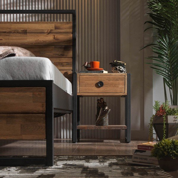 Must-puiduvärvi kaheinimesevoodi koos voodipõhjaga 140x200 cm Ariane - Kalune Design-image-4