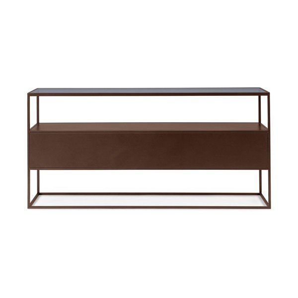 Tumepruun konsoollaud klaasist pealispinnaga 30x140 cm Godric - Bizzotto