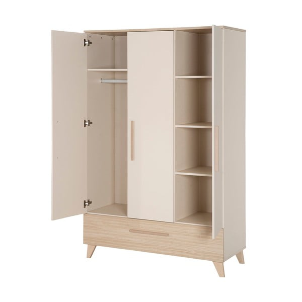 Kreem tammespoonist laste riidekapp 118x190x52 cm Sidney - Roba-image-3