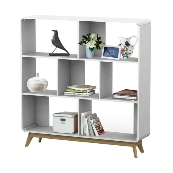 Valge raamaturiiul 122x126 cm Caitlin - Støraa-image-2