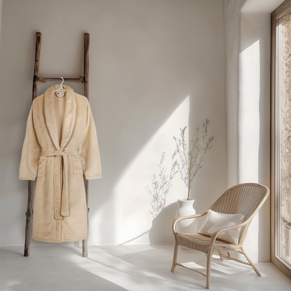 Beež mikrofliisist supelmantel, suurus XL/XXL Polyvelvet - Good Morning-image-1