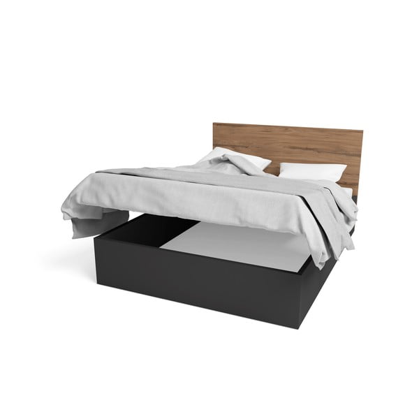 Must kaheinimesevoodi koos panipaiga ja restiga 160x200 cm Malta - Marckeric-image-2