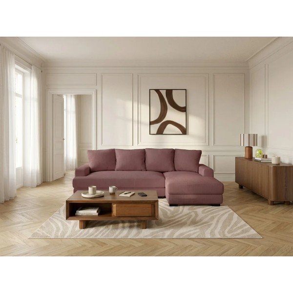 Roosa velvetist diivanvoodi/panipaigaga nurgadiivan (parempoolne nurk/diivanvoodiga) Campi - Bobochic Paris-image-2