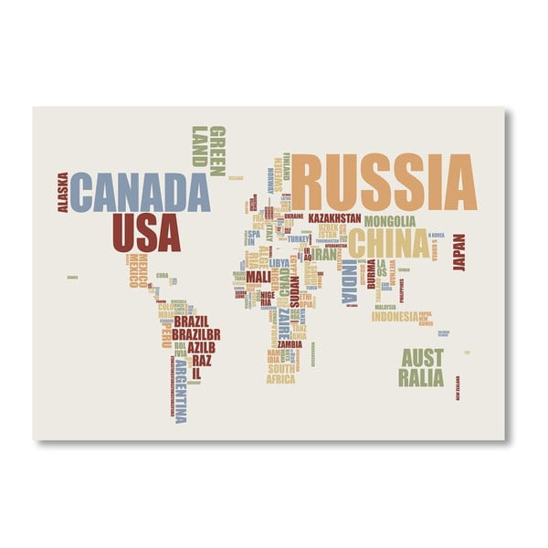 Plakát s pestrobarevnou mapou světa Americanflat Old Times, 60 x 42 cm