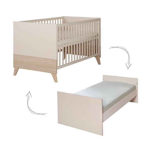 Beež reguleeritava kõrgusega võrevoodi 70x140 cm Sidney - Roba-image-2