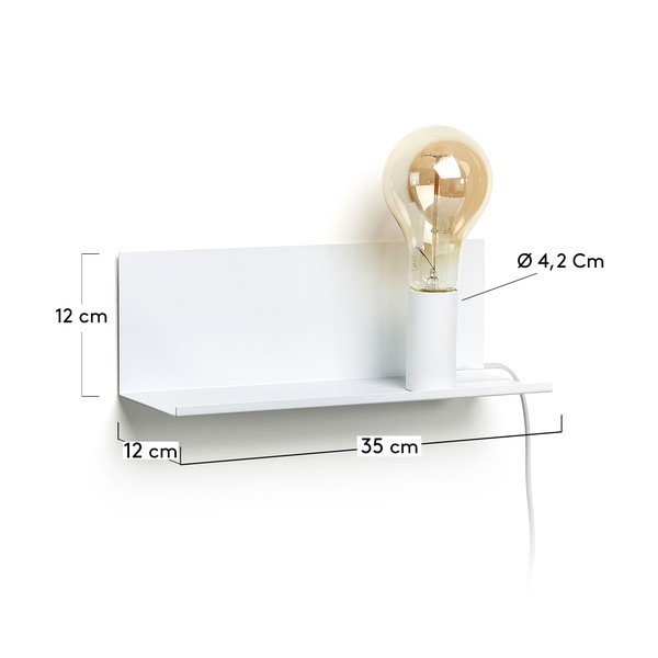 Valge seinalamp riiuliga Hannah - Kave Home-image-3